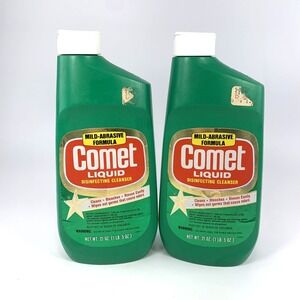 Vintage Comet Liquid Disinfecting Cleanser 2 Full 1980s Bottles Retro Prop